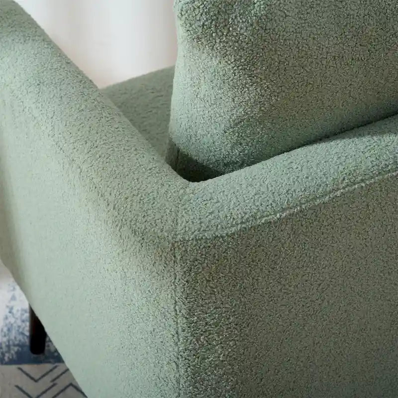 Fauteuil rembourré vert 26.77 avec pieds en bois massif