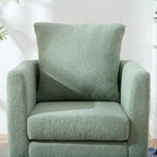 Fauteuil rembourré vert 26.77 avec pieds en bois massif