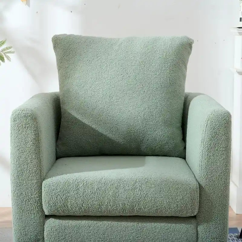 Fauteuil rembourré vert 26.77 avec pieds en bois massif