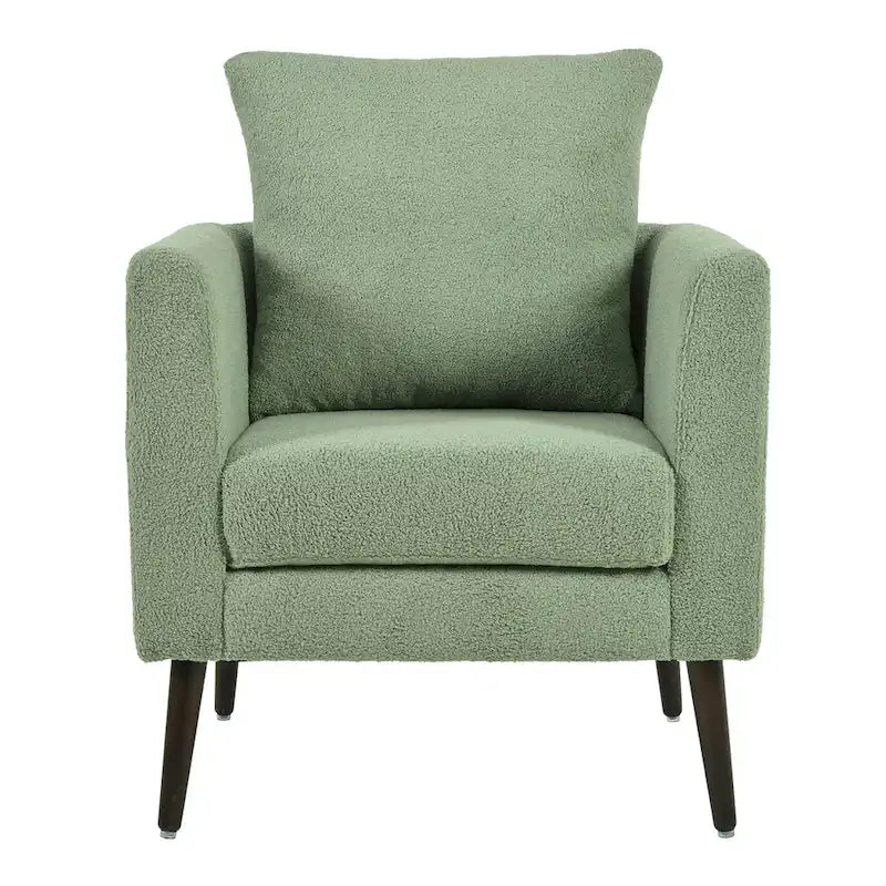 Fauteuil rembourré vert 26.77 avec pieds en bois massif