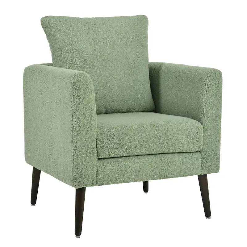 Fauteuil rembourré vert 26.77 avec pieds en bois massif