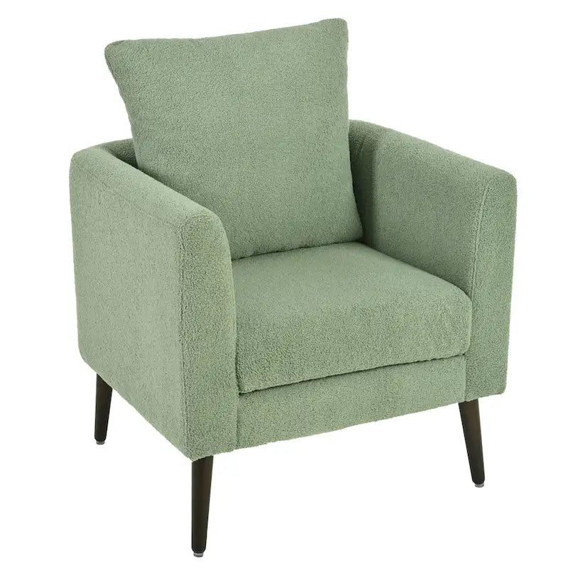 Fauteuil rembourré vert 26.77 avec pieds en bois massif
