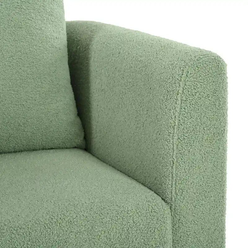 Fauteuil rembourré vert 26.77 avec pieds en bois massif