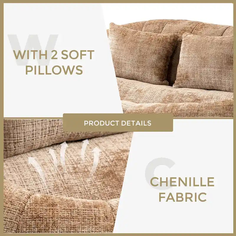 Chaise longue double en chenille, modèle Coffee Modern 59