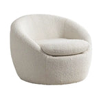 Fauteuil tonneau pivotant rembourré en tissu bouclette blanc crème 31
