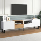 Meuble TV avec 2 placards et compartiment de rangement ouvert