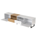 Meuble TV avec 2 placards et compartiment de rangement ouvert