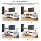 Meuble TV avec 2 placards et compartiment de rangement ouvert
