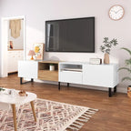 Meuble TV avec 2 placards et compartiment de rangement ouvert