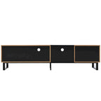 Meuble TV avec 2 placards et compartiment de rangement ouvert