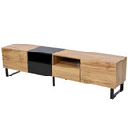 Meuble TV avec 2 placards et compartiment de rangement ouvert