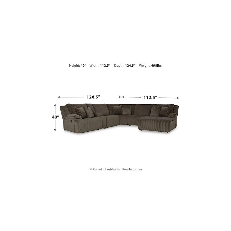Canapé d'angle inclinable 6 places marron haut de gamme avec méridienne - 147L x 134P x 41H
