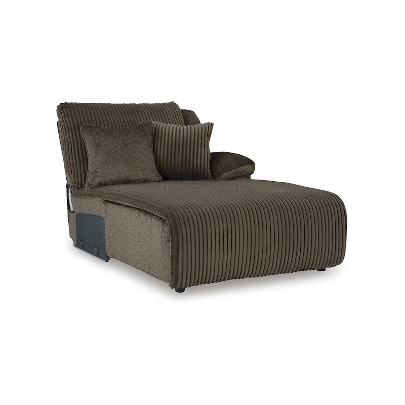 Canapé d'angle inclinable 6 places marron haut de gamme avec méridienne - 147L x 134P x 41H