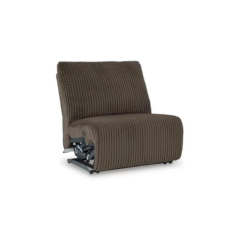 Canapé d'angle inclinable 6 places marron haut de gamme avec méridienne - 147L x 134P x 41H