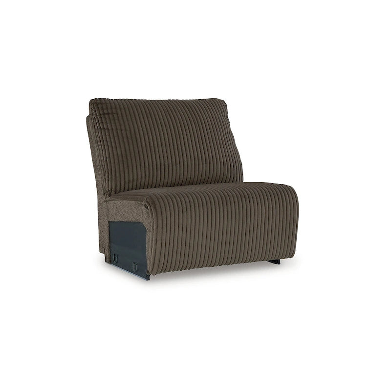 Canapé d'angle inclinable 6 places marron haut de gamme avec méridienne - 147L x 134P x 41H