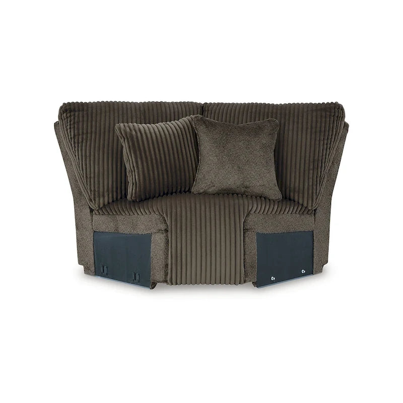 Canapé d'angle inclinable 6 places marron haut de gamme avec méridienne - 147L x 134P x 41H