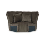 Canapé d'angle inclinable 6 places marron haut de gamme avec méridienne - 147L x 134P x 41H