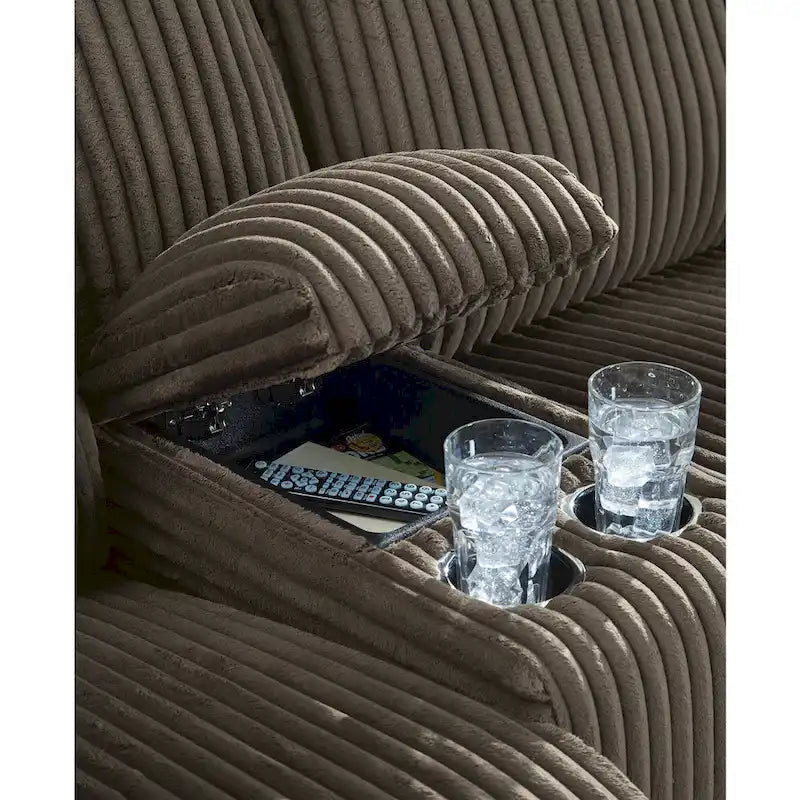 Canapé d'angle inclinable 6 places marron haut de gamme avec méridienne - 147L x 134P x 41H