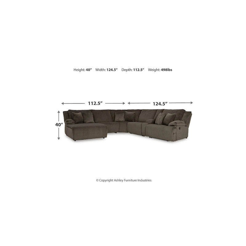 Canapé d'angle inclinable 6 places marron haut de gamme avec méridienne - 147L x 134P x 41H