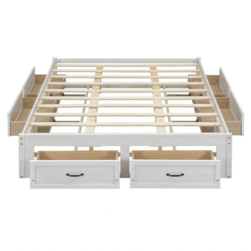 Table basse Ming de Pékin en bois recyclé, petite, 140 cm de long, finition blanchie patinée