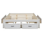 Table basse Ming de Pékin en bois recyclé, petite, 140 cm de long, finition blanchie patinée