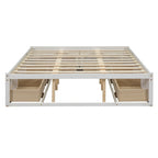 Table basse Ming de Pékin en bois recyclé, petite, 140 cm de long, finition blanchie patinée