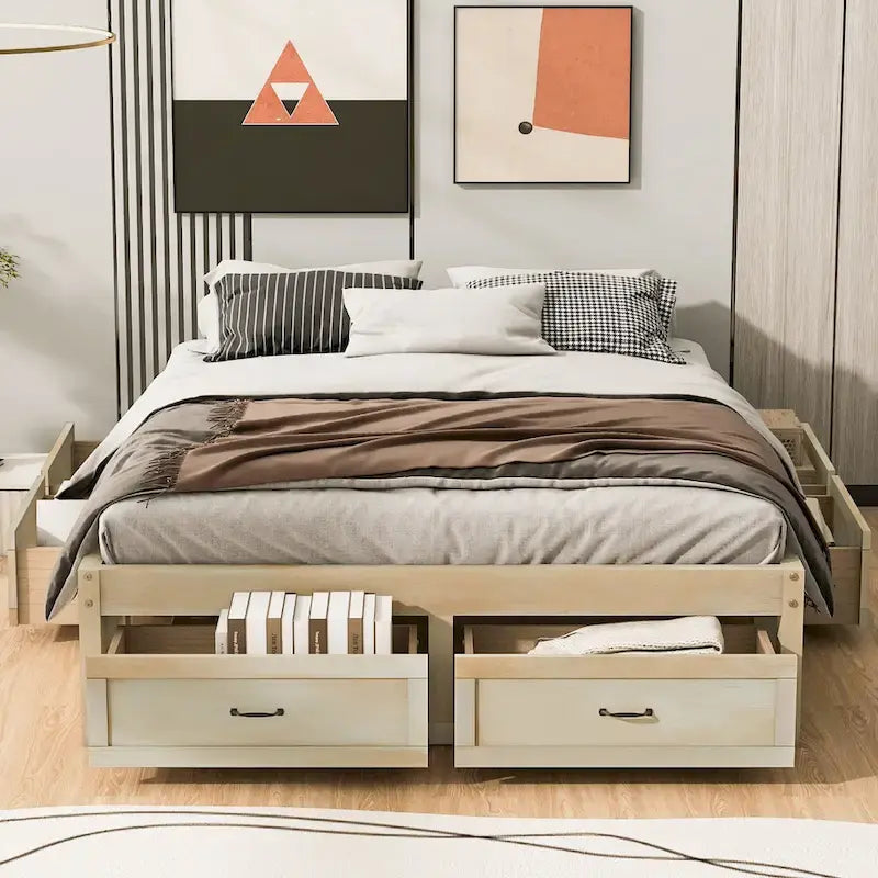 Table basse Ming de Pékin en bois recyclé, petite, 140 cm de long, finition blanchie patinée