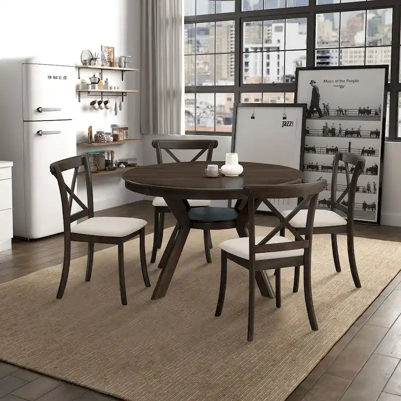 Chaises de salle à manger en bois avec dossier en X (2 pièces)