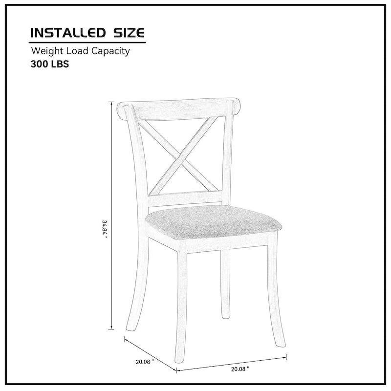 Chaises de salle à manger en bois avec dossier en X (2 pièces)