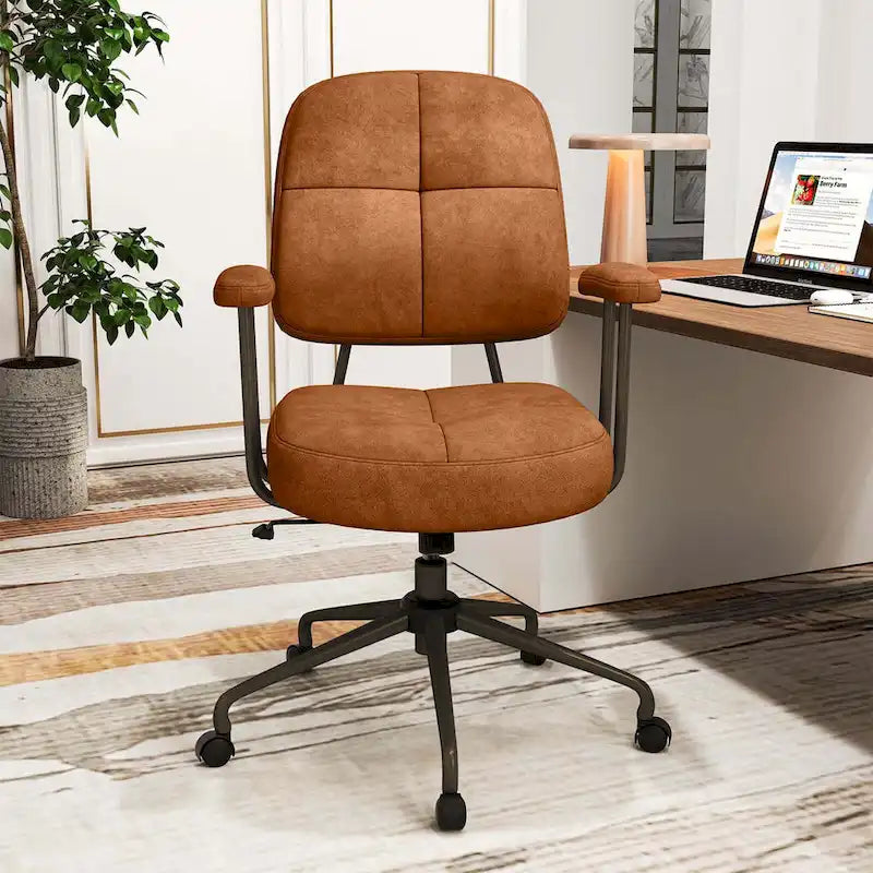 Chaise de bureau à domicile Fauteuil de travail rembourré en Leathaire - Voir les détails