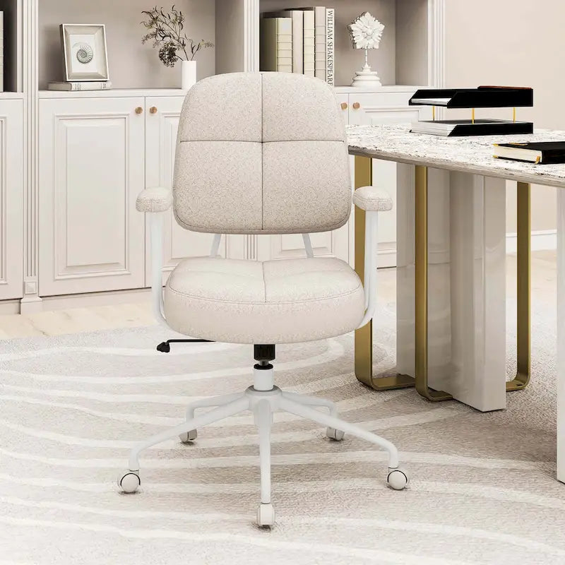 Chaise de bureau à domicile Fauteuil de travail rembourré en Leathaire - Voir les détails
