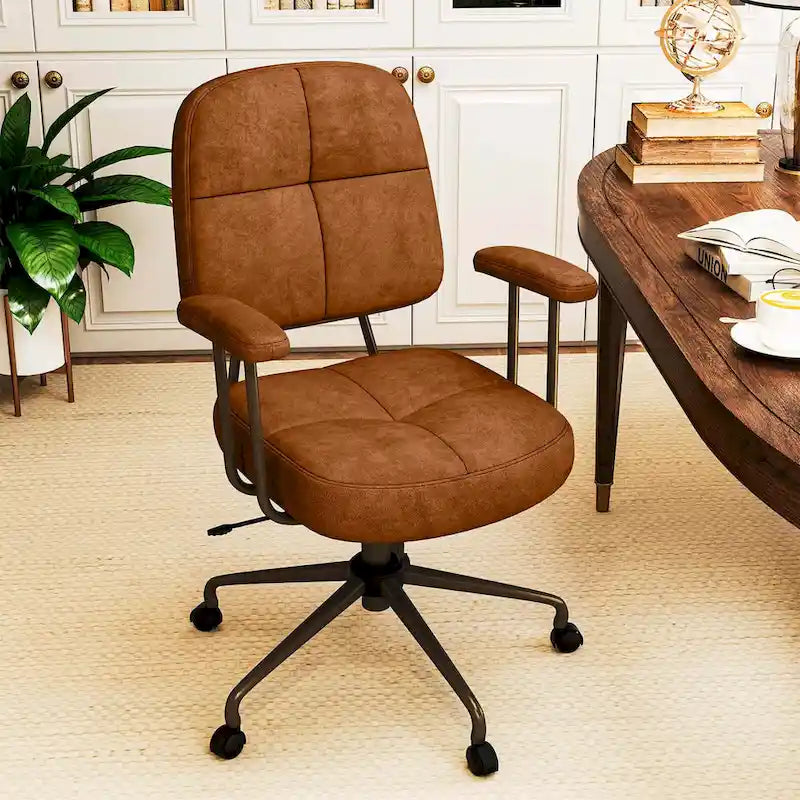 Chaise de bureau à domicile Fauteuil de travail rembourré en Leathaire - Voir les détails