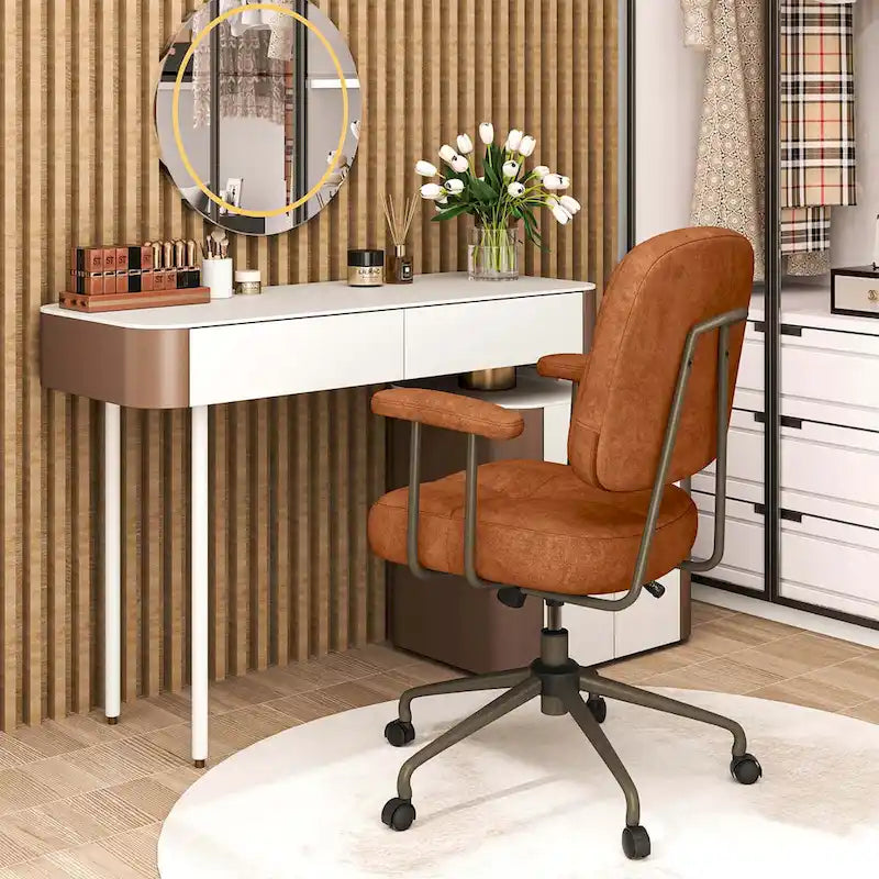 Chaise de bureau à domicile Fauteuil de travail rembourré en Leathaire - Voir les détails