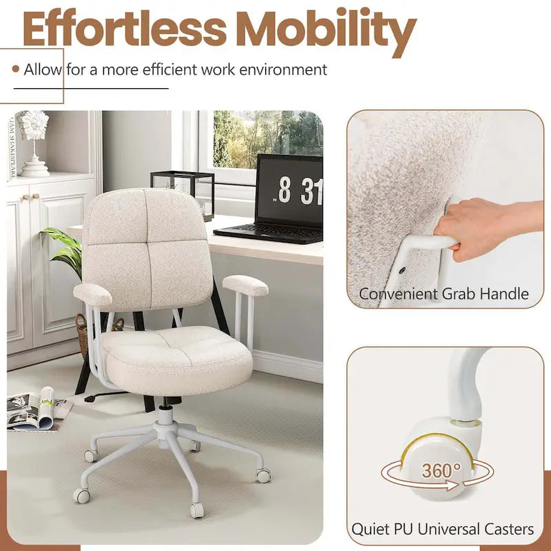 Chaise de bureau à domicile Fauteuil de travail rembourré en Leathaire - Voir les détails