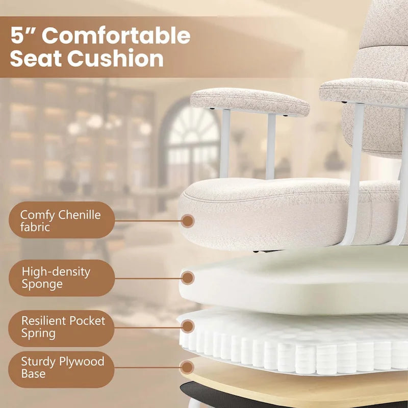Chaise de bureau à domicile Fauteuil de travail rembourré en Leathaire - Voir les détails