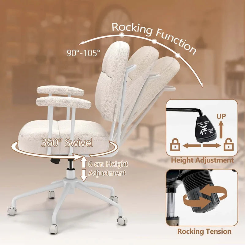 Chaise de bureau à domicile Fauteuil de travail rembourré en Leathaire - Voir les détails