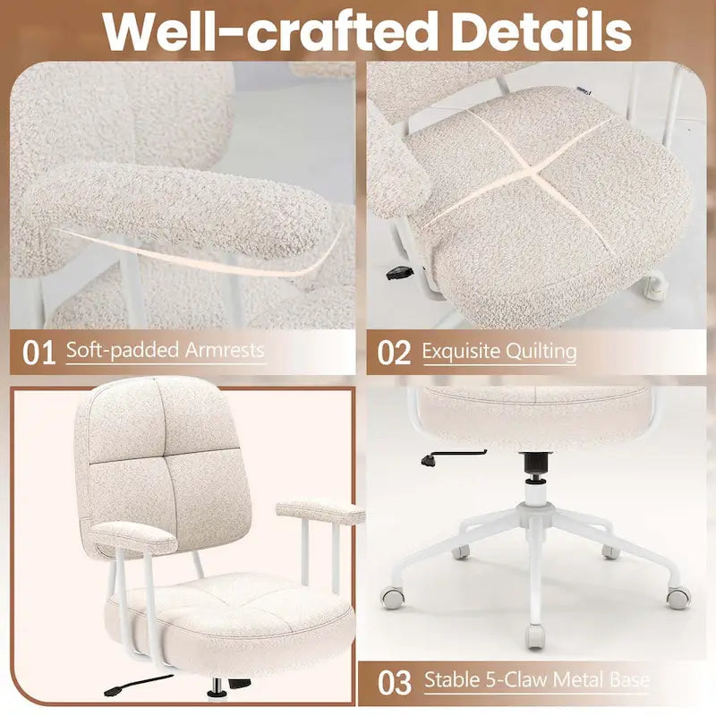 Chaise de bureau à domicile Fauteuil de travail rembourré en Leathaire - Voir les détails
