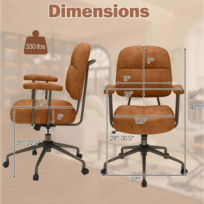 Chaise de bureau à domicile Fauteuil de travail rembourré en Leathaire - Voir les détails