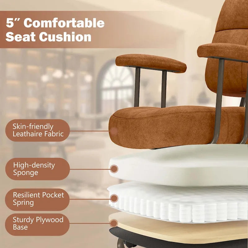 Chaise de bureau à domicile Fauteuil de travail rembourré en Leathaire - Voir les détails