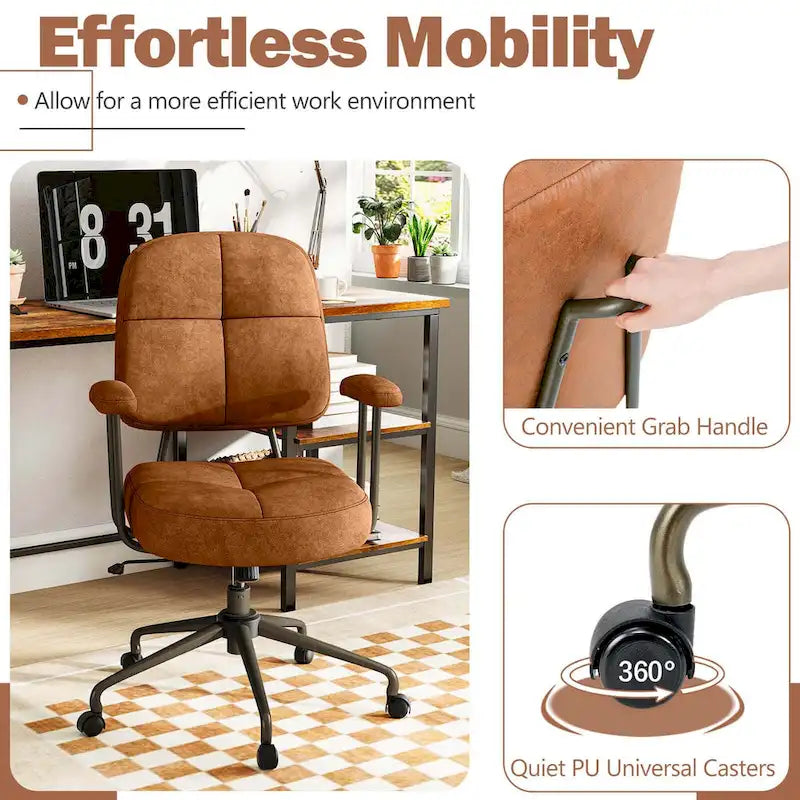 Chaise de bureau à domicile Fauteuil de travail rembourré en Leathaire - Voir les détails