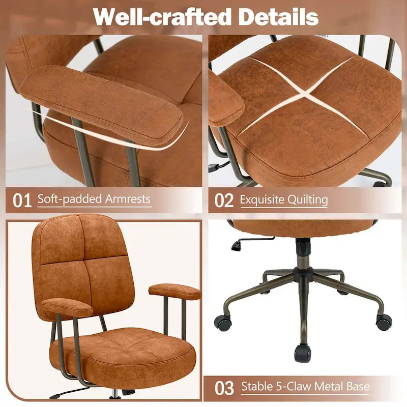 Chaise de bureau à domicile Fauteuil de travail rembourré en Leathaire - Voir les détails