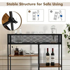 Console 4 niveaux avec panier métallique Table de canapé étroite avec étagère