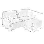 Canapé 2 places en chenille 78,7 avec ottoman, design minimaliste et coussins haute résilience