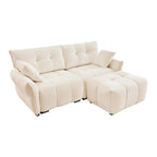 Canapé 2 places en chenille 78,7 avec ottoman, design minimaliste et coussins haute résilience