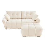 Canapé 2 places en chenille 78,7 avec ottoman, design minimaliste et coussins haute résilience