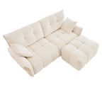 Canapé 2 places en chenille 78,7 avec ottoman, design minimaliste et coussins haute résilience