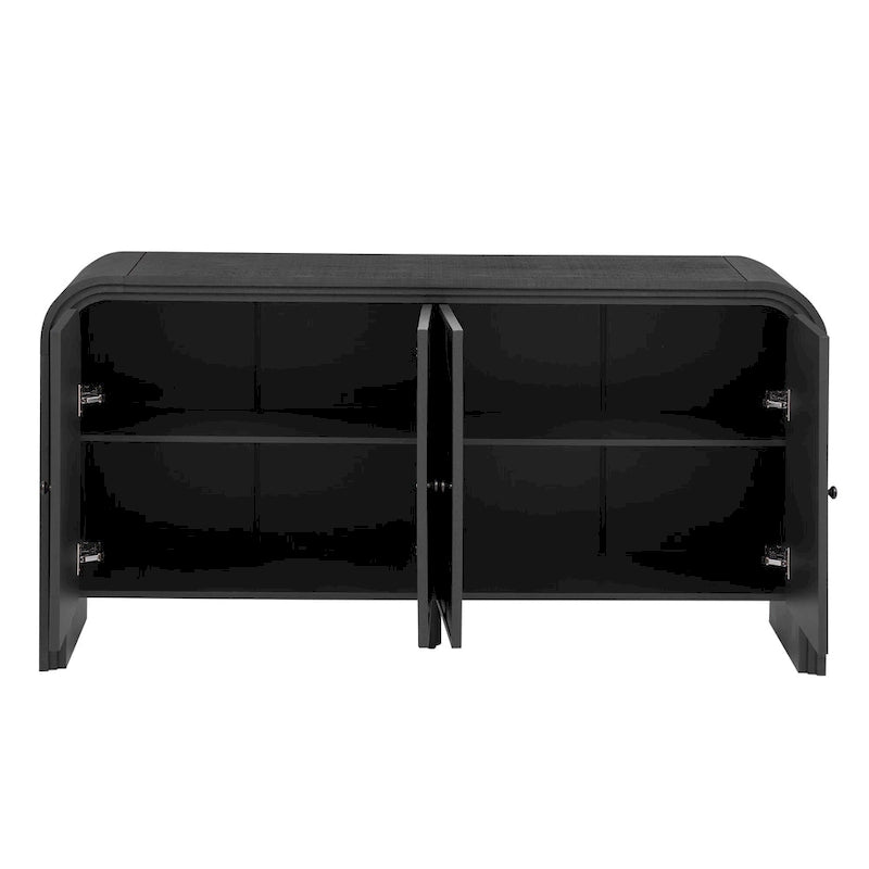 Meuble de Rangement Buffet Commode d'Entrée Courbée / Meuble d'Appoint à 4 Portes pour Couloirs Salons