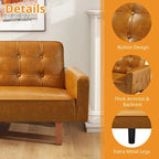 Canapé-lit futon en similicuir PU de 74 po de style milieu de siècle, canapé 3 places capitonné pour salon et chambre à coucher
