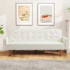 Canapé-lit futon en similicuir PU de 74 po de style milieu de siècle, canapé 3 places capitonné pour salon et chambre à coucher