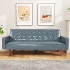 Canapé-lit futon en similicuir PU de 74 po de style milieu de siècle, canapé 3 places capitonné pour salon et chambre à coucher